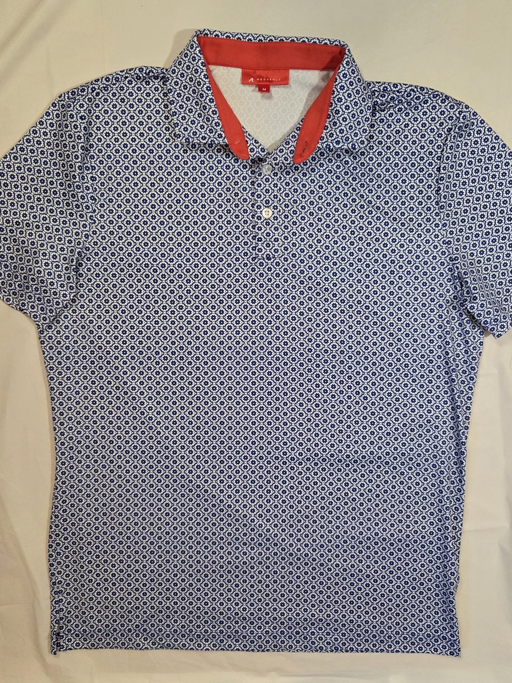 REDVANLY Men's Geometric Short-Sleeve Golf Polo - Size Medium